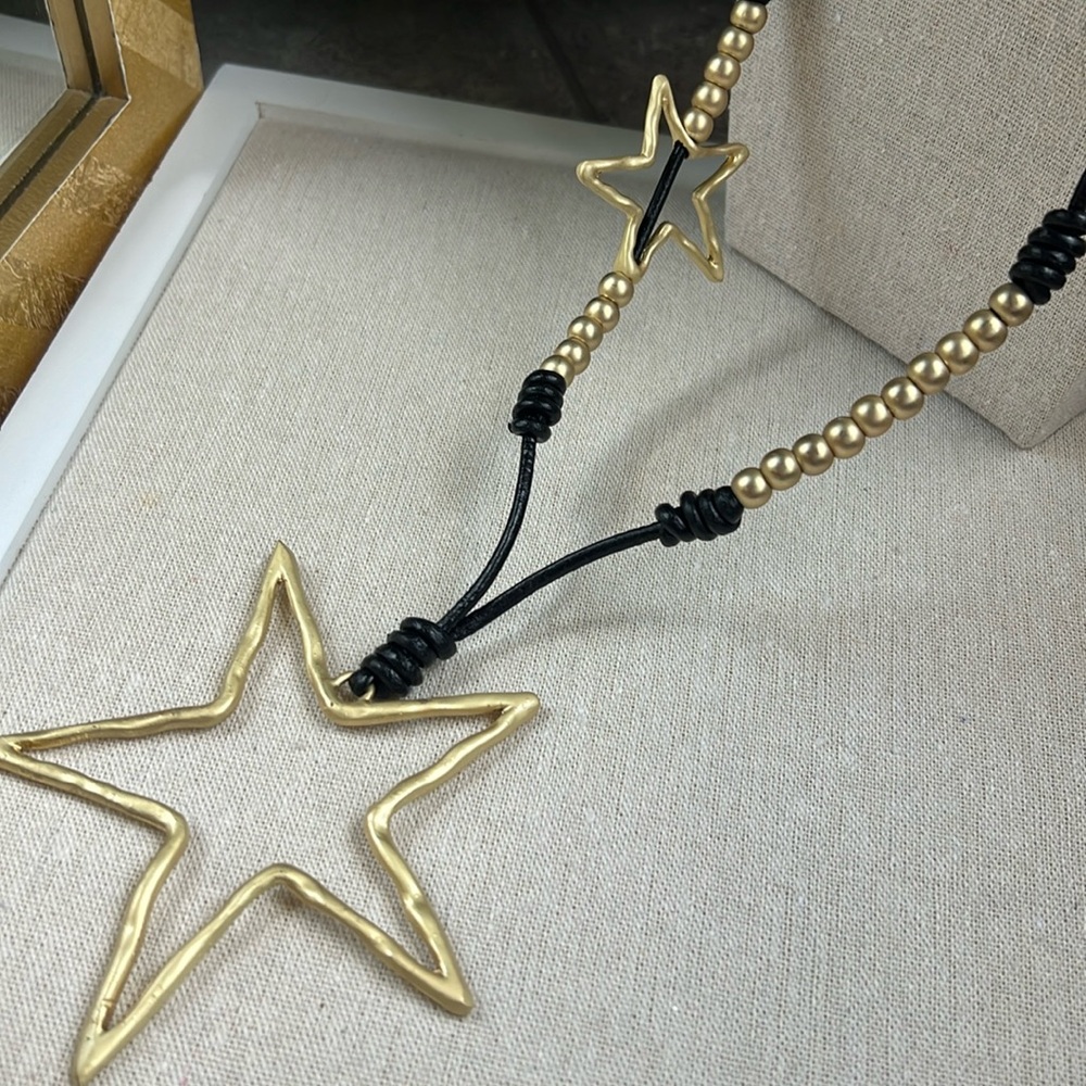 Designer necklace leather strap